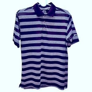 Slazenger Men's Black and White Striped Golf Shirt